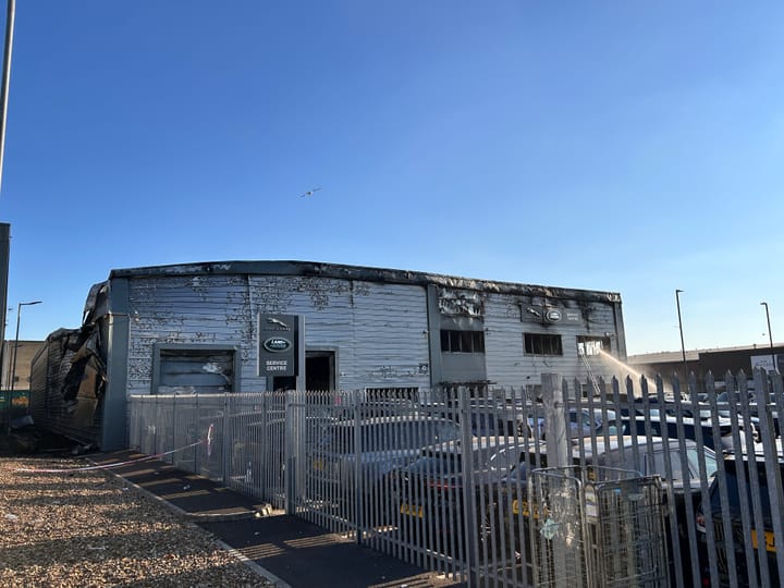 Jaguar Land Rover Warehouse on fire in Tottenham as 100 Firefighters Tackle Blaze